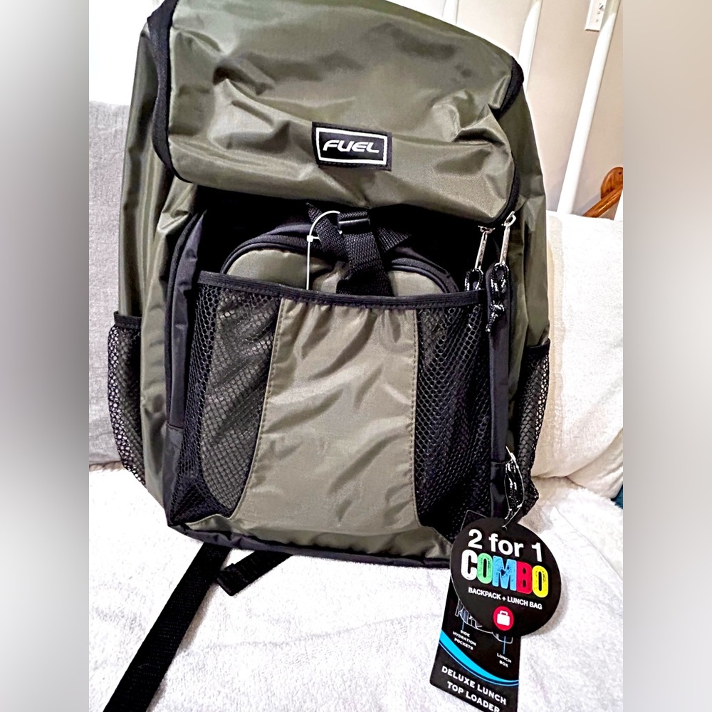 Fuel backpack and lunchbox combo, army green, NWT